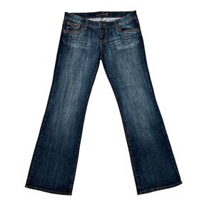 BU Malibu Bootcut Low Rise Jeans Size 9 Dark Blue Denim Y2K Embroidered Cowgirl